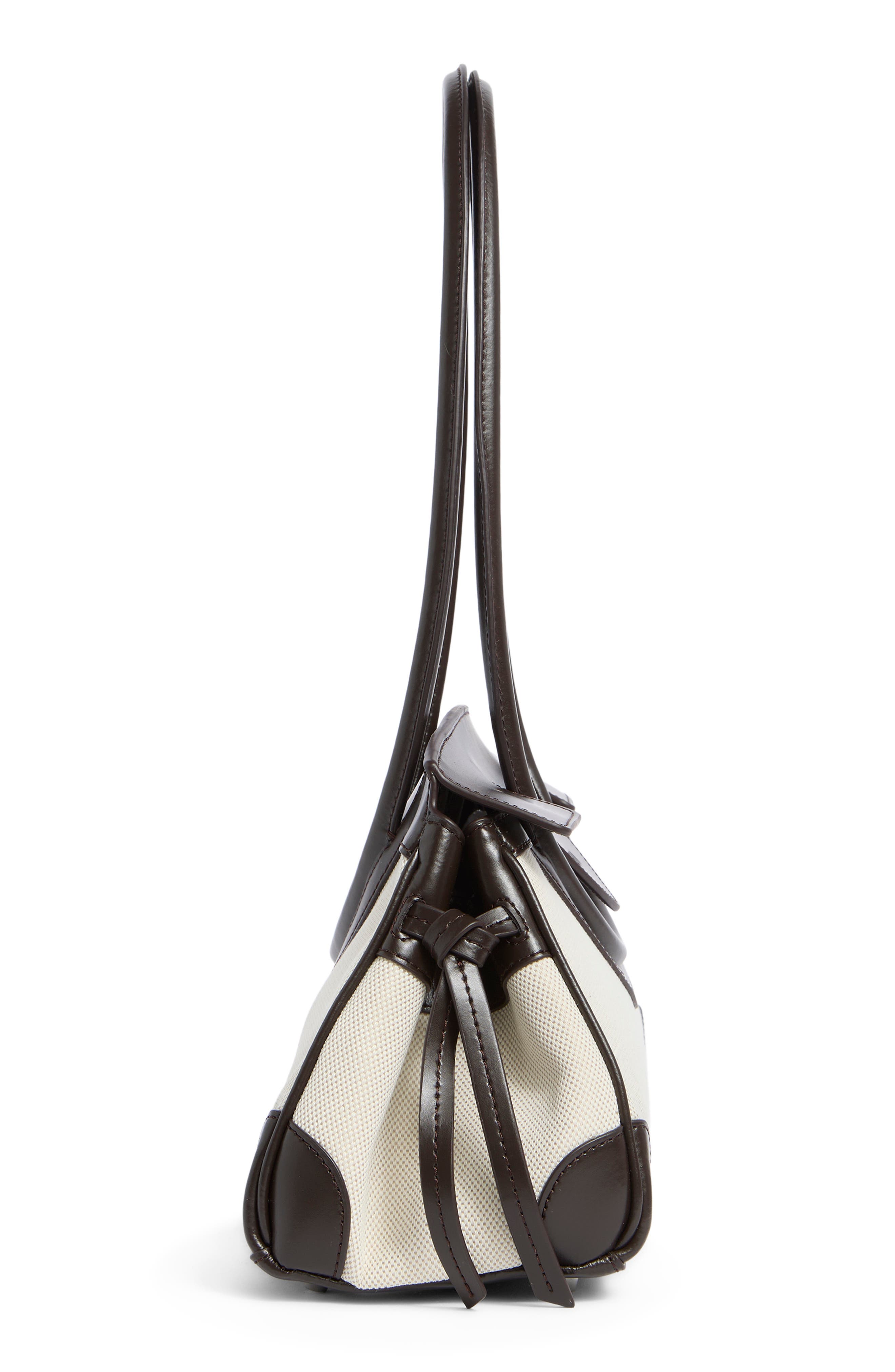 STAUD Maude Canvas & Leather Shoulder Bag, Alternate, color, Natural/ Espresso