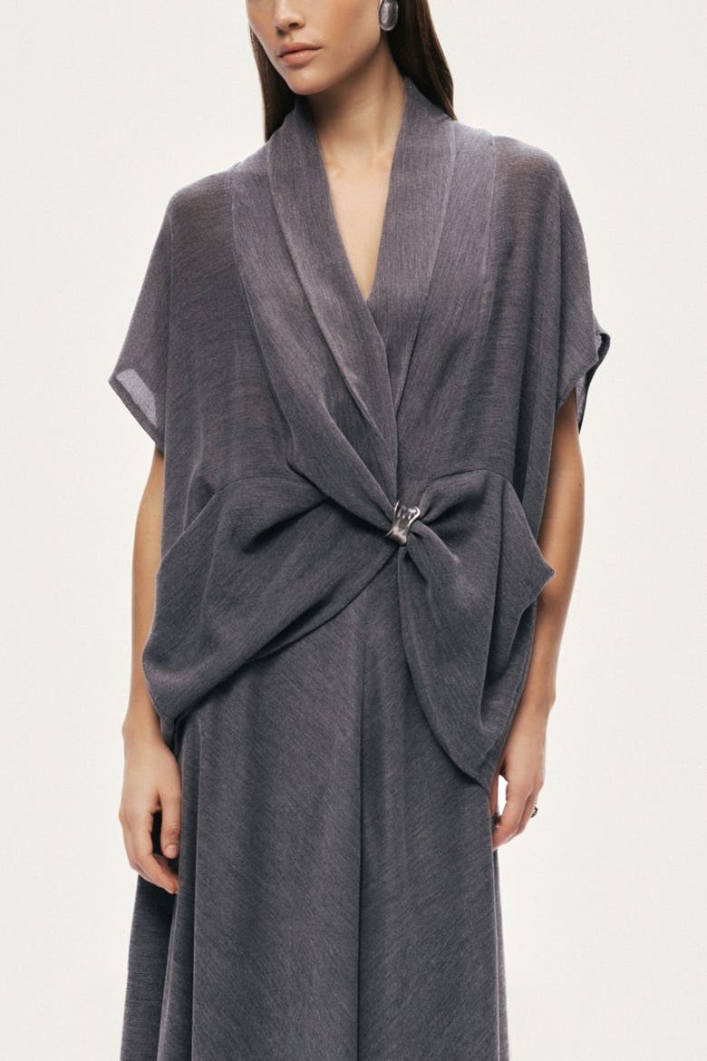 Draped Wrap Blouse, Alternate, color, Grey