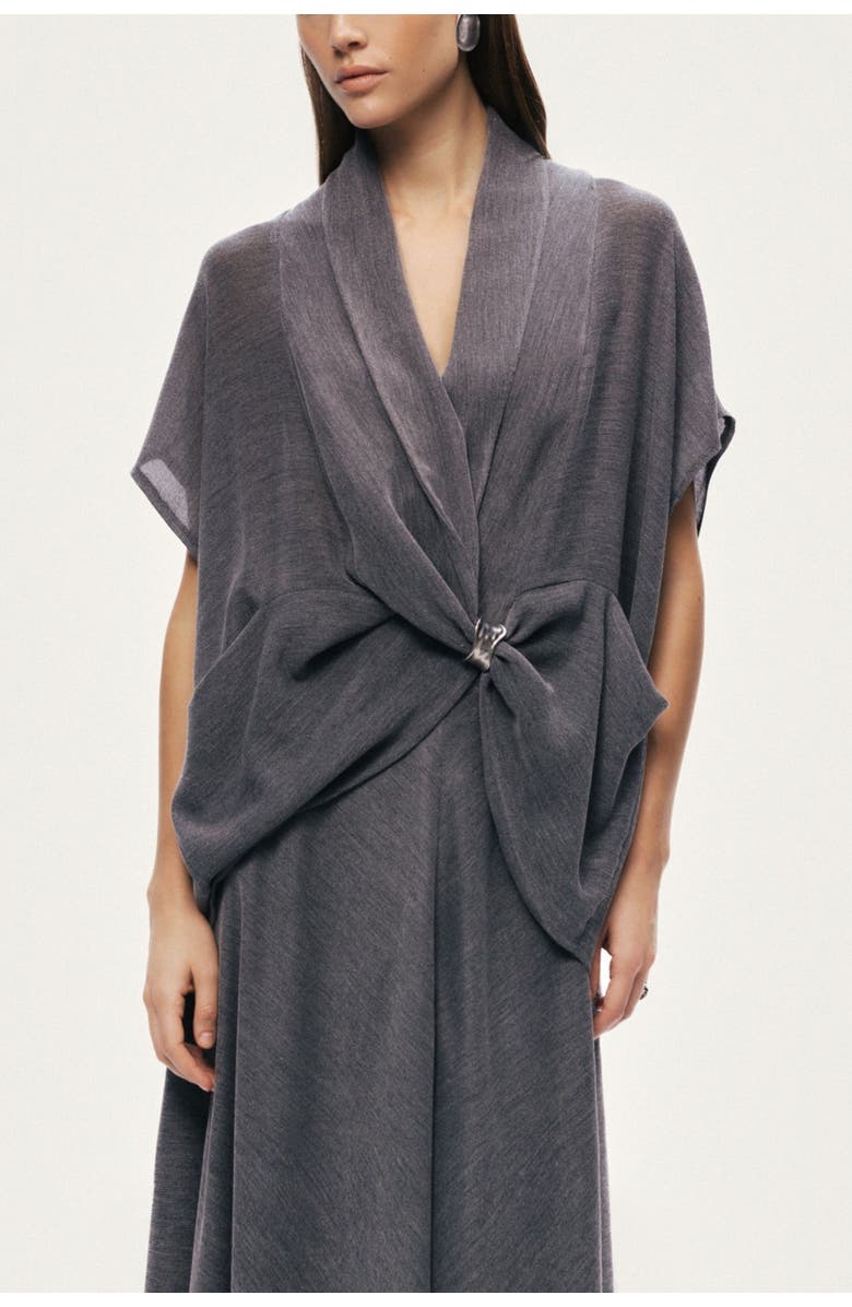 Nocturne Draped Wrap Blouse, Alternate, color, Grey