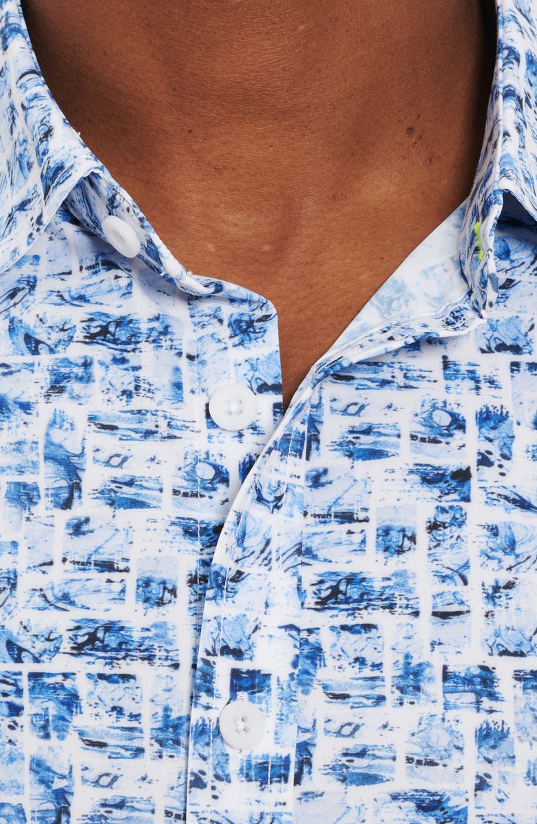 Robert Graham Maddox Cubist Short Sleeve Button-Up Performance Shirt, Alternate, color, 