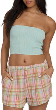 Billabong Keep It Simple 2 Stripe Smocked Tube Top