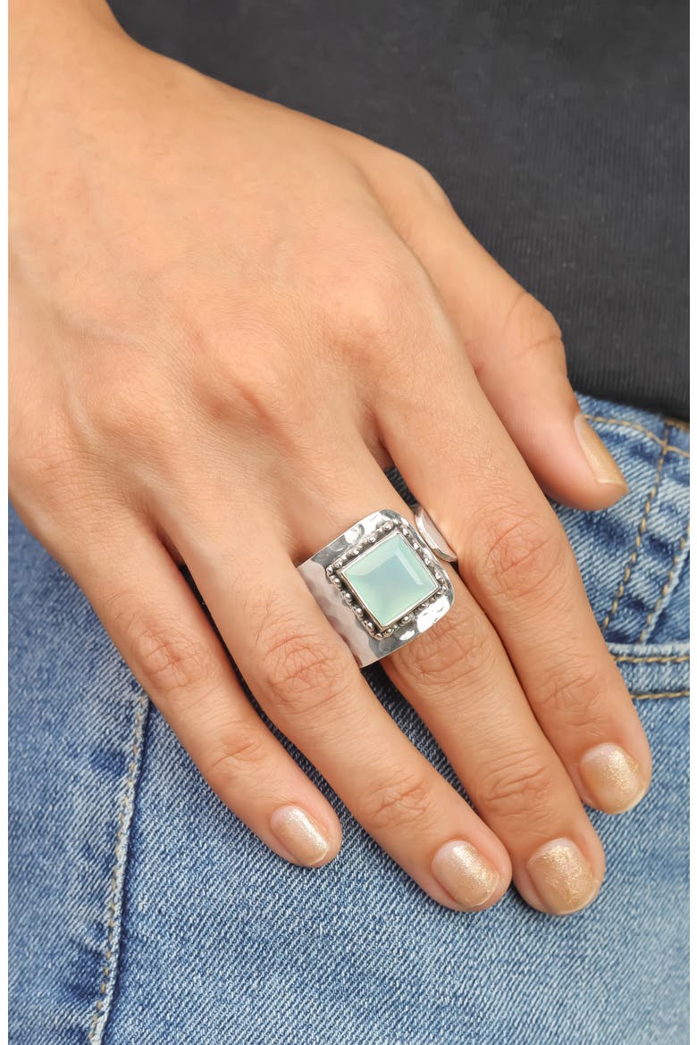 Chalcedony Silver Plated Ring, Alternate, color, BLUE