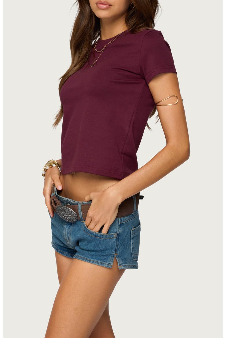 Natalie Stretch Cotton T-Shirt, Alternate, color, BURGUNDY
