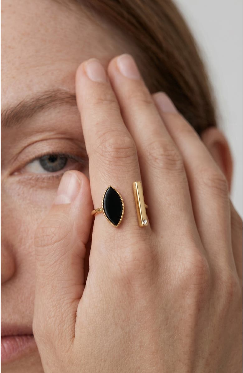 RETRO CHIC Black Eyes Ring, Alternate, color, Black & Gold