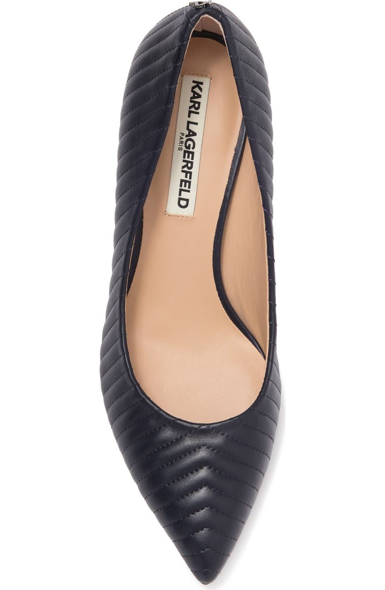 KARL LAGERFELD PARIS Rosette Quilted Pointed Toe Pump, Alternate, color, Midnight