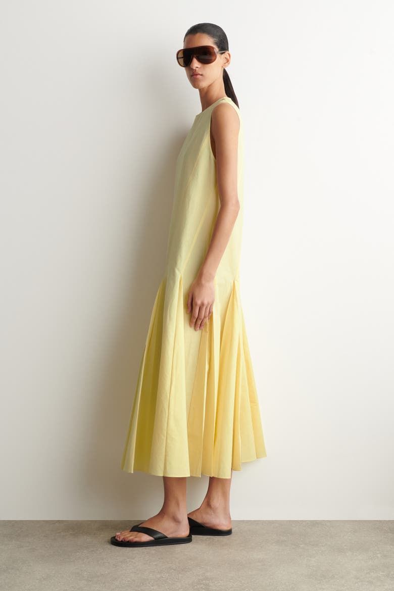 Pleated Cotton-linen Maxi Dress, Alternate, color, YELLOW