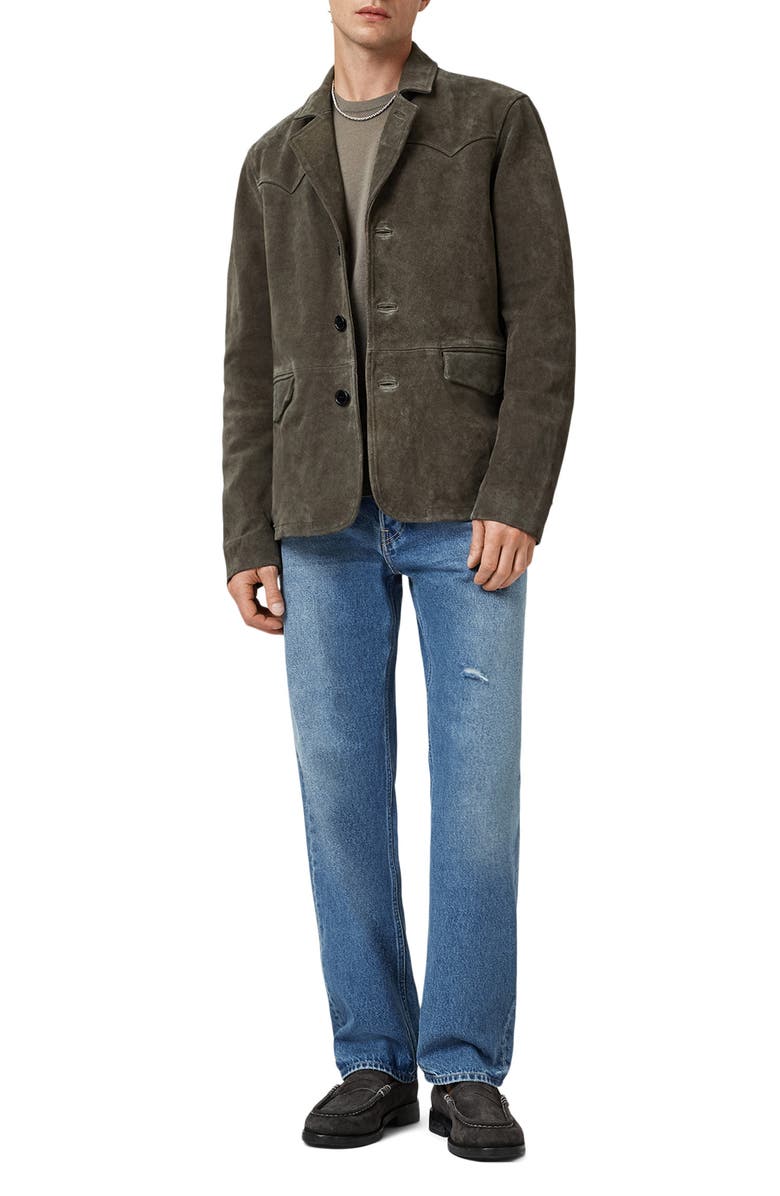 AllSaints Hornett Single Breasted Suede Blazer, Alternate, color, Gull Brown