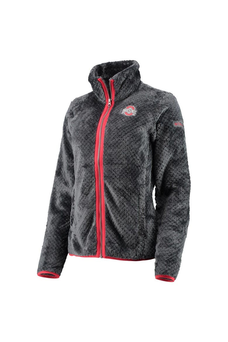 Women's Columbia Charcoal Ohio State Buckeyes Fireside II Sherpa Full-Zip Jacket, Alternate, color, Black