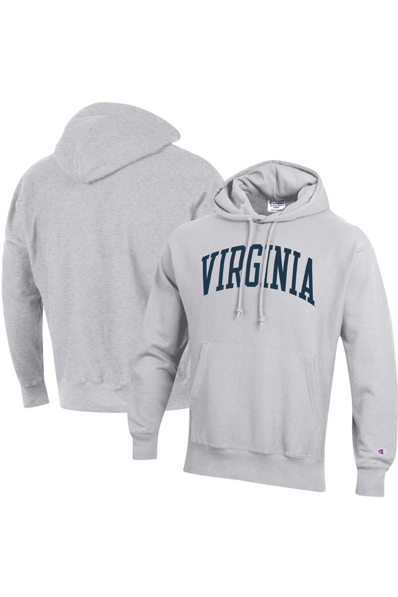 Men's Champion Heathered Gray Virginia Cavaliers Team Arch Reverse Weave Pullover Hoodie, Main, color, Heather Gray