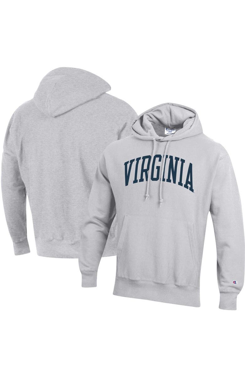 Champion Men's Champion Heathered Gray Virginia Cavaliers Team Arch Reverse Weave Pullover Hoodie, Main, color, 