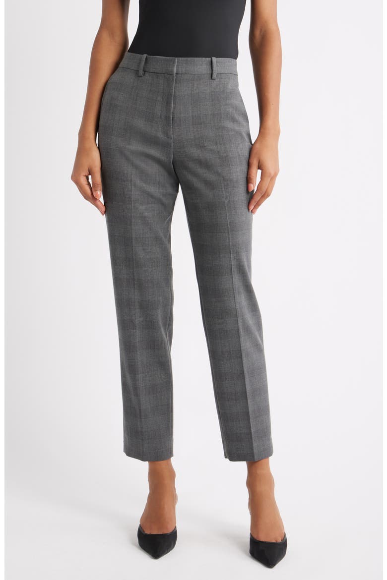 The Icon Plaid Cigarette Pants, Main, color, GREY GLEN PLAID