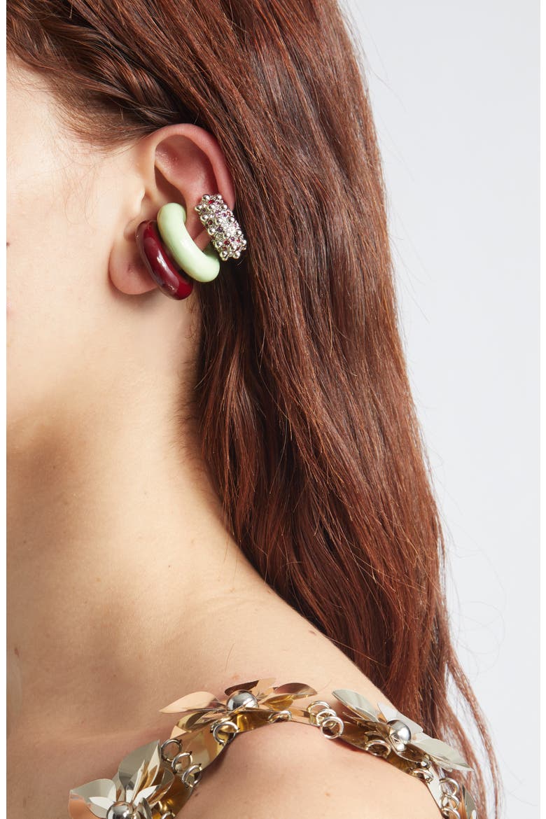Set of 3 Punk Style Ear Cuffs, Alternate, color, P082 PURPLE / GREEN / SILVER