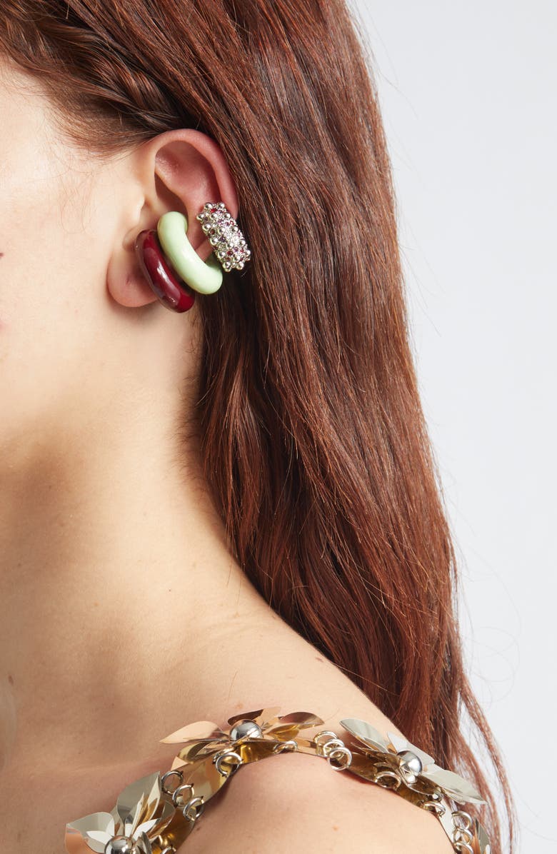 Rabanne Set of 3 Punk Style Ear Cuffs, Alternate, color, P082 Purple / Green / Silver