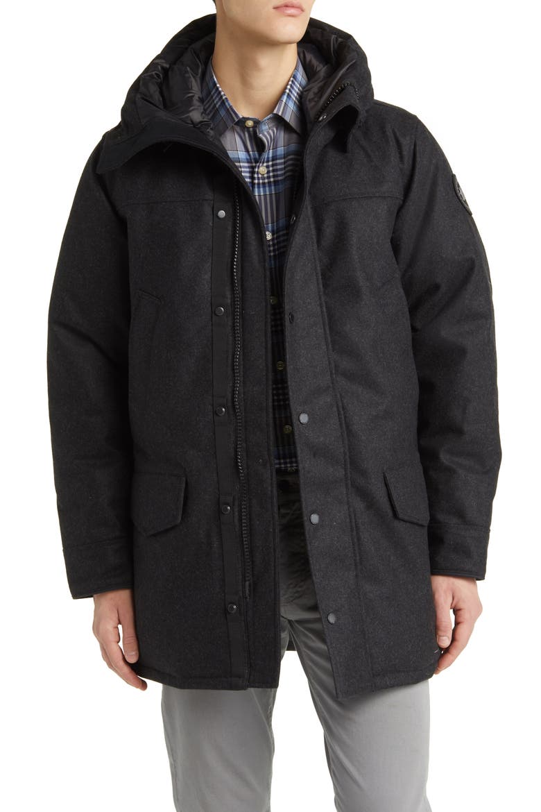 Langford Windproof 625-Fill Power Wool Blend Parka, Main, color, CARBON MELANGE