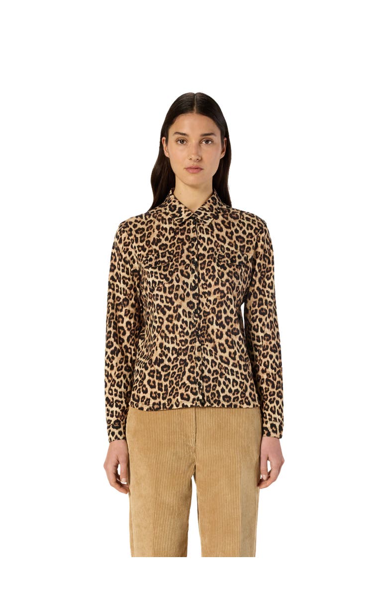 GERARD DAREL Heloise Leopard Print Long Sleeve Shirt, Main, color, Camel