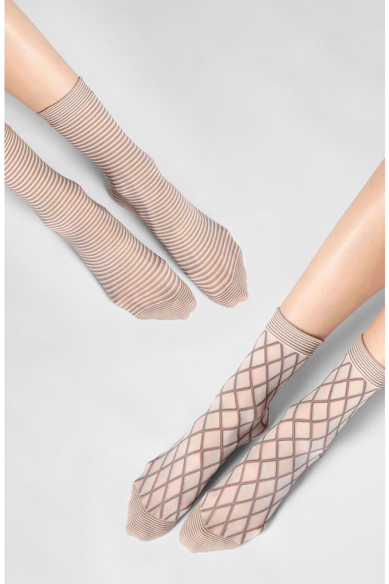 Assorted 2-Pack Sheer Crew Socks, Alternate, color, CHOCOLATE