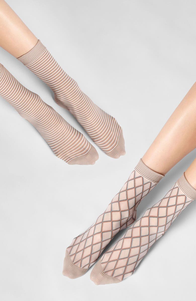 Oroblu Assorted 2-Pack Sheer Crew Socks, Alternate, color, Chocolate