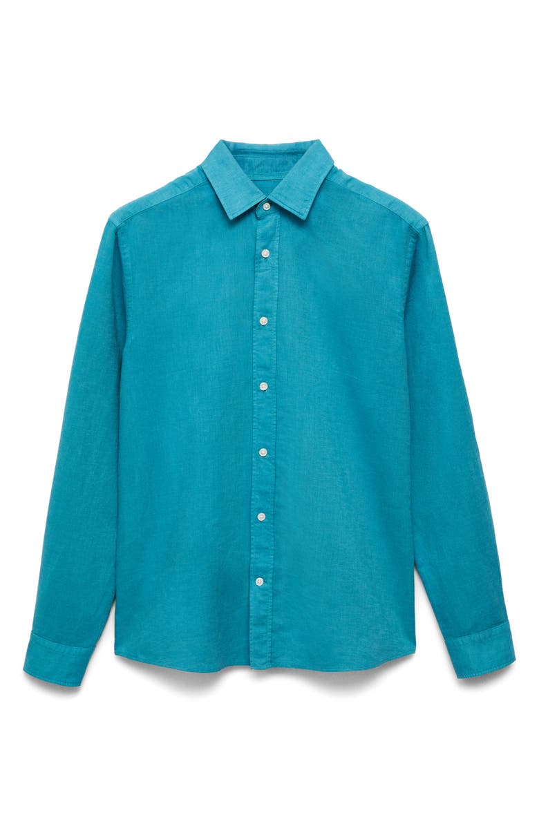 MANGO Linen & Cotton Button-Up Shirt, Alternate, color, 