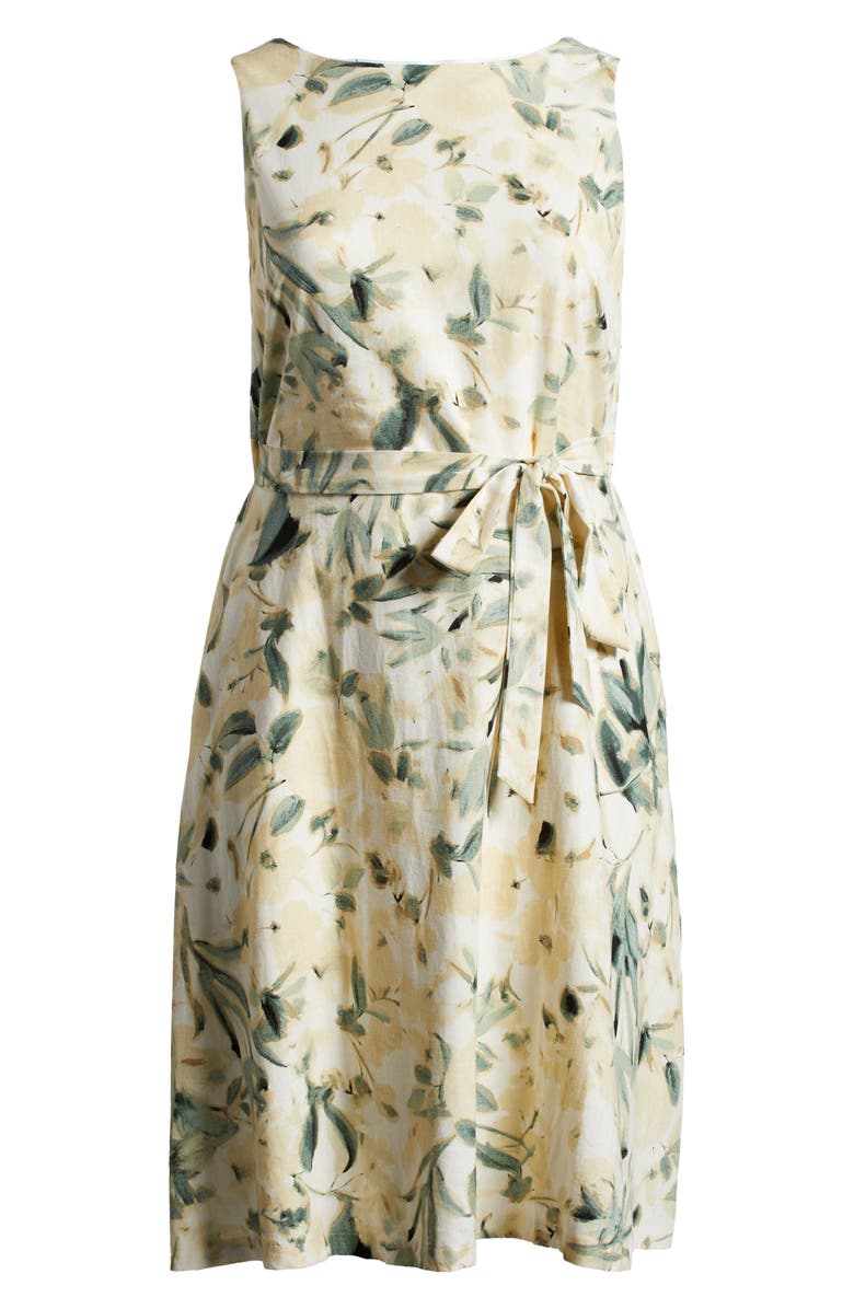 Anne Klein Floral Linen Blend Fit & Flare Dress, Alternate, color,