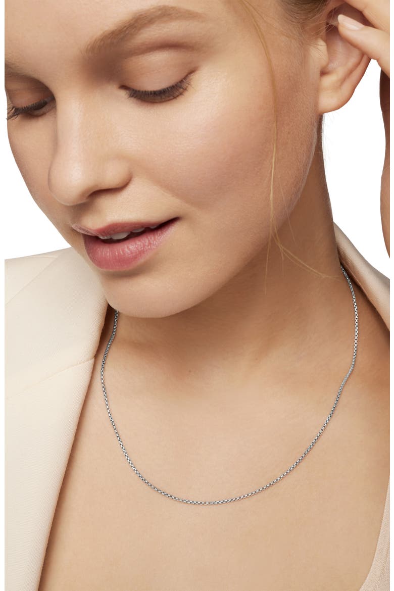 Box Chain Necklace in Sterling Silver with 14K Yellow Gold Accent, 1.7mm, Alternate, color, SILVER