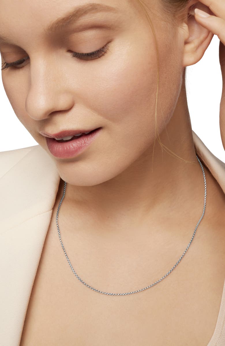 David Yurman Box Chain Necklace in Sterling Silver with 14K Yellow Gold Accent, 1.7mm, Alternate, color, Silver