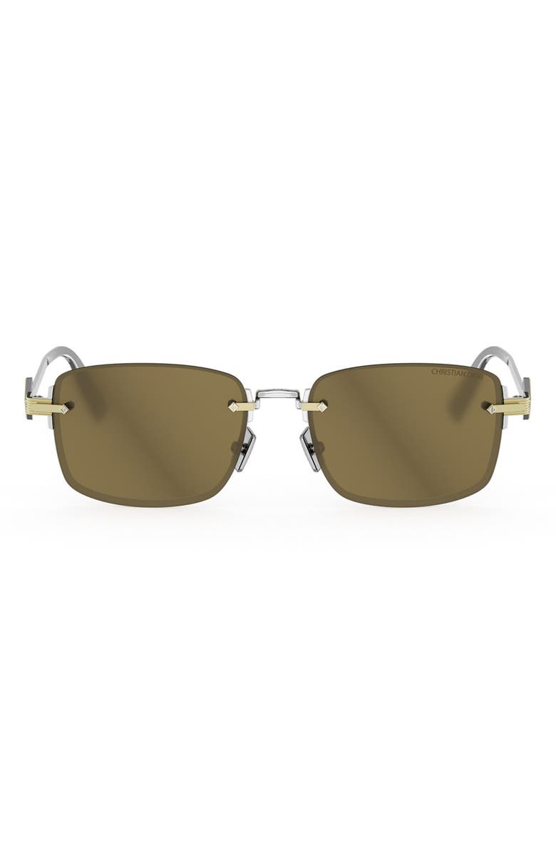 DIOR 'CD Diamond S11U Rectangle Sunglasses, Main, color, Gold/ Other / Brown