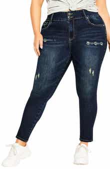 City Chic Baby High Waist Ripped Skinny Jeans