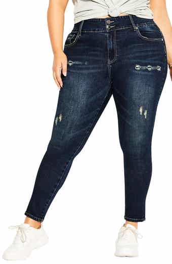 City Chic Baby High Waist Ripped Skinny Jeans