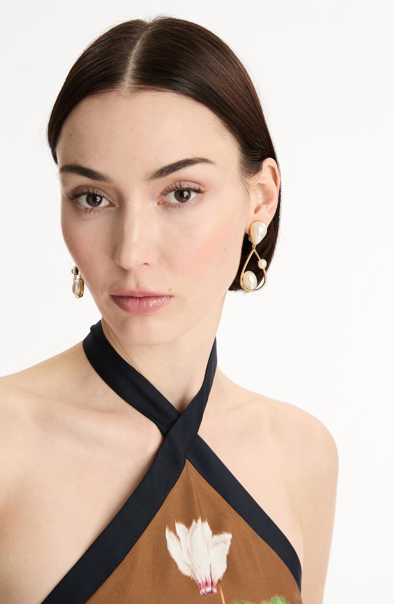 Oscar de la Renta Faux Pearl Clip-On Drop Earrings, Alternate, color, Pearl