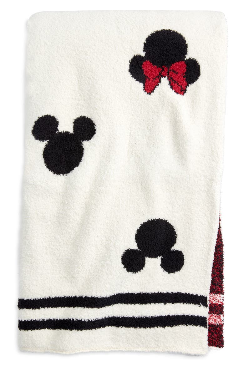Disney x Barefoot Dreams® CozyChic™ Classic Mickey & Minnie Logo Throw Blanket, Main, color, CREAM