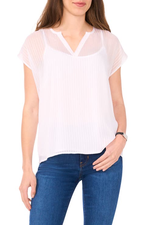 Sheer Stripe Popover Top