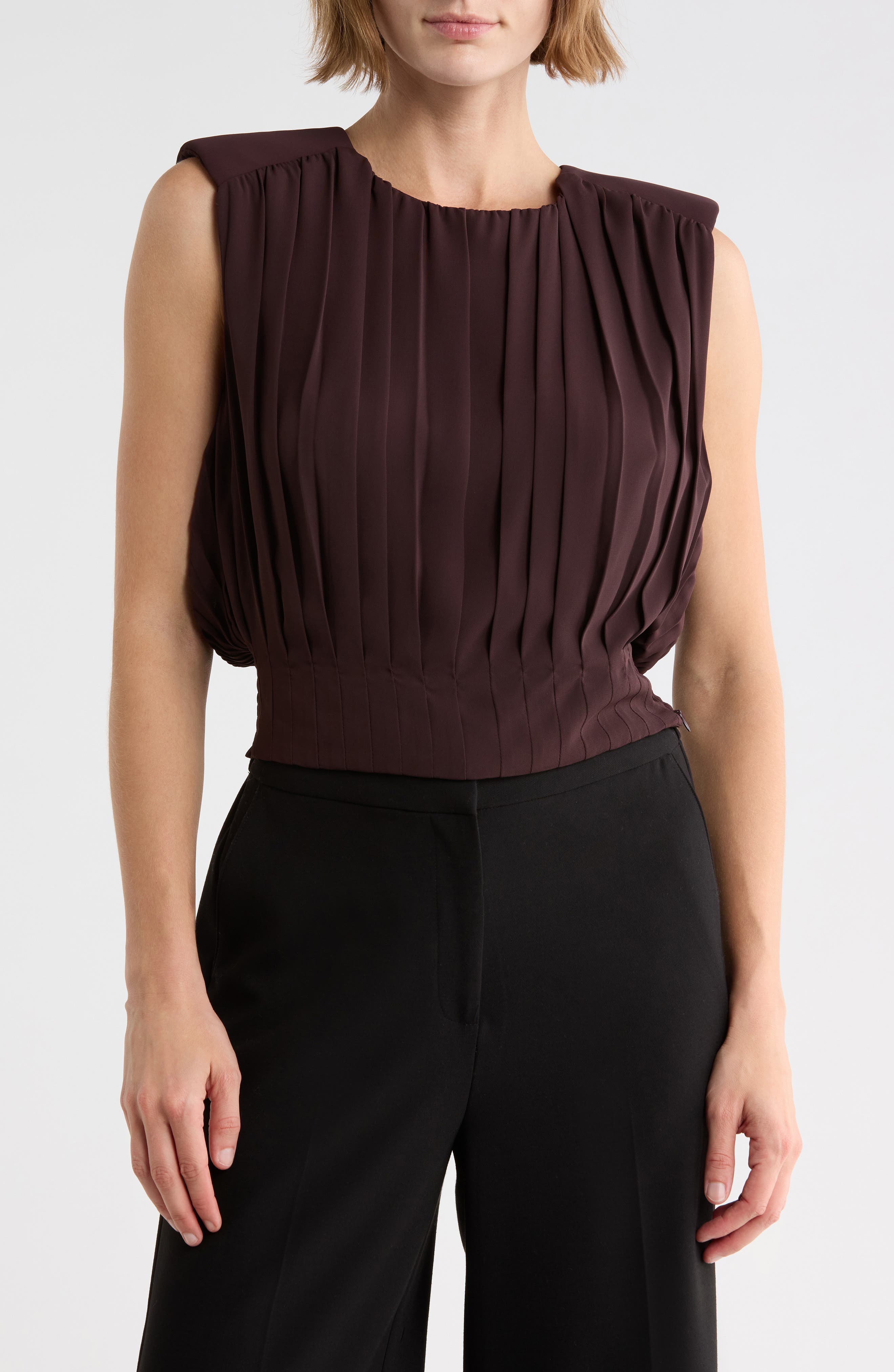 Gathered Sleeveless Crop Top