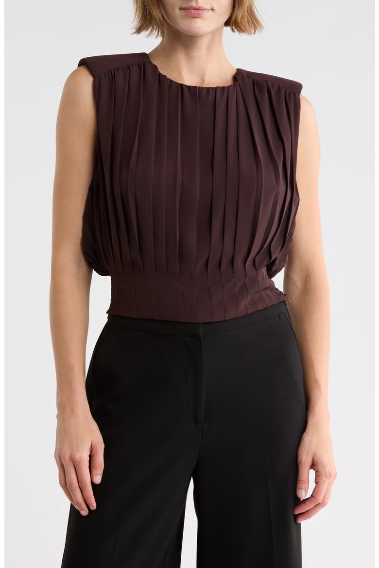 Gathered Sleeveless Crop Top, Main, color, CHOCOLATE