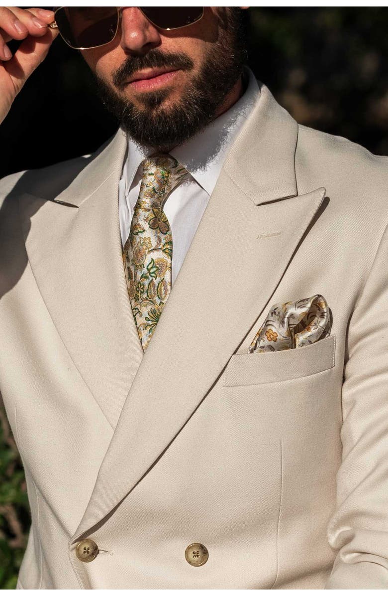 Elizabetta Catania - Printed Silk Tie for Men, Main, color, Yellow