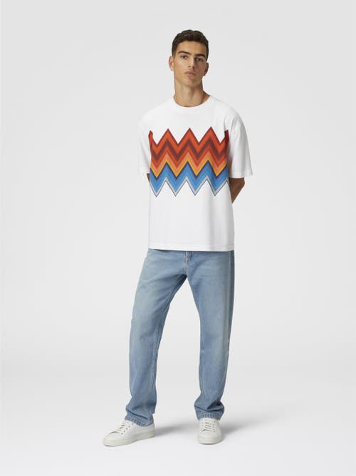 Missoni Chevron Crew Neck Zigzag Print T-shirt In White