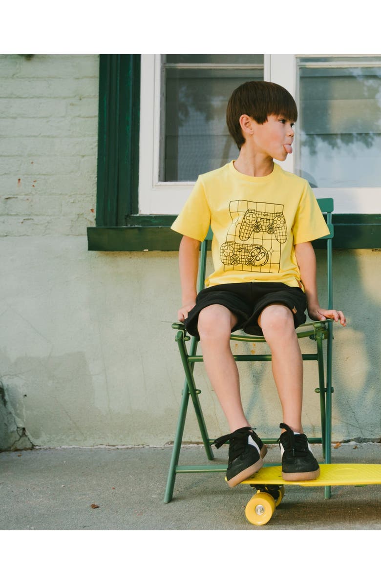 Deux par Deux French Terry Shorts with Cross Seams, Alternate, color, Black