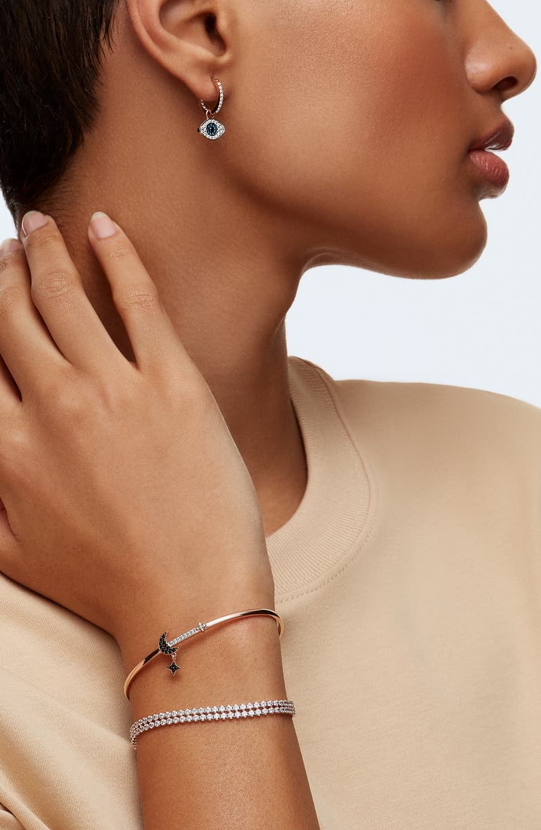 Swarovski Symbolica Swarovski Evil Eye Hoop Earrings, Alternate, color, Rose Gold