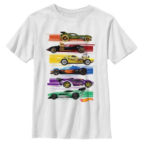 Boy's Hot Wheels Colorful Lineup  Graphic T-Shirt