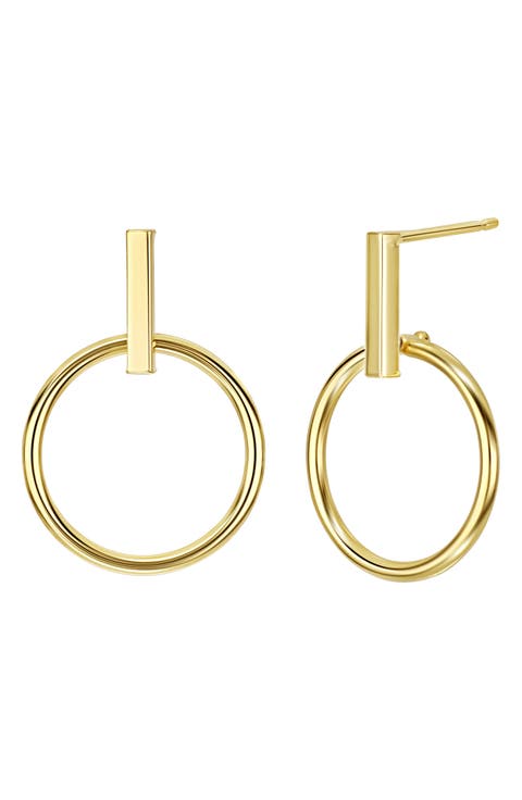 14K Gold Knocker Stud Earrings