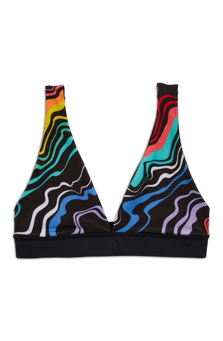TomboyX Reversible Swim Plunge Bikini Top, Alternate, color, Making Waves