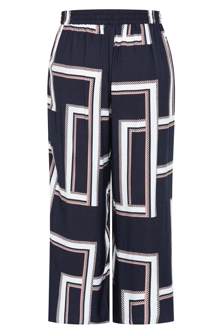 Hallie Print Pull-On Wide Leg Pants, Alternate, color, SLEEK STRIPES NAVY