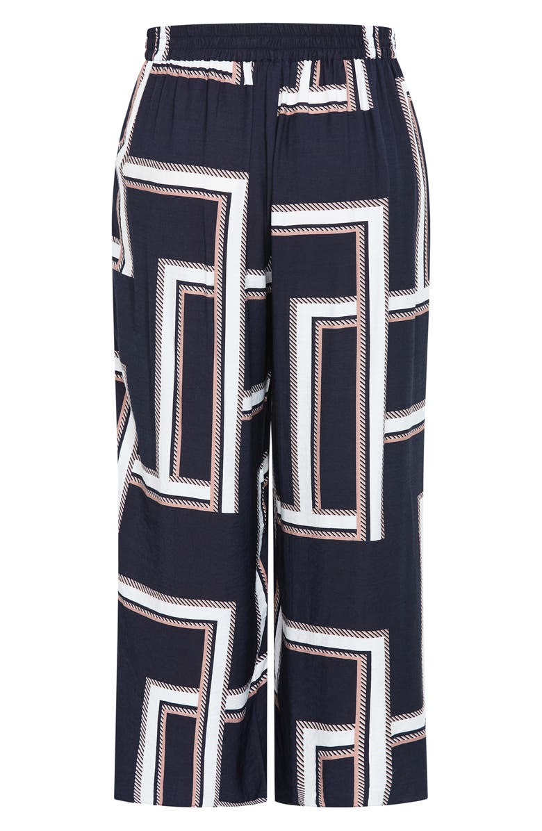 City Chic Hallie Print Pull-On Wide Leg Pants, Alternate, color, Sleek Stripes Navy