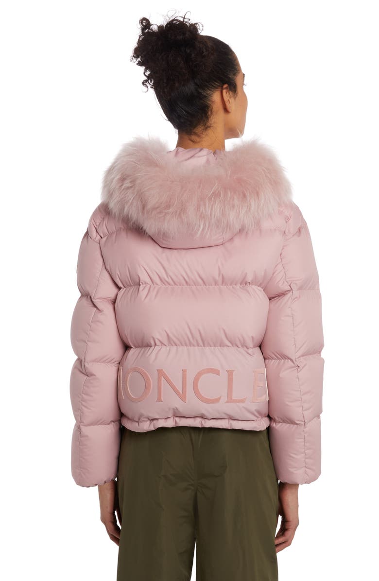 Moncler Mino Quilted Down Jacket with Removable Genuine Shearling Trim, Alternate, color, Pink