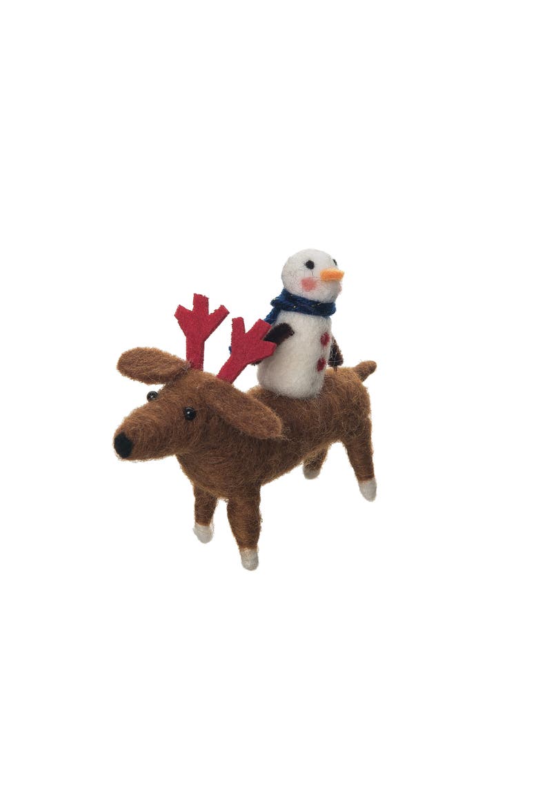 Dog Snowman Figurine, Main, color, Brown