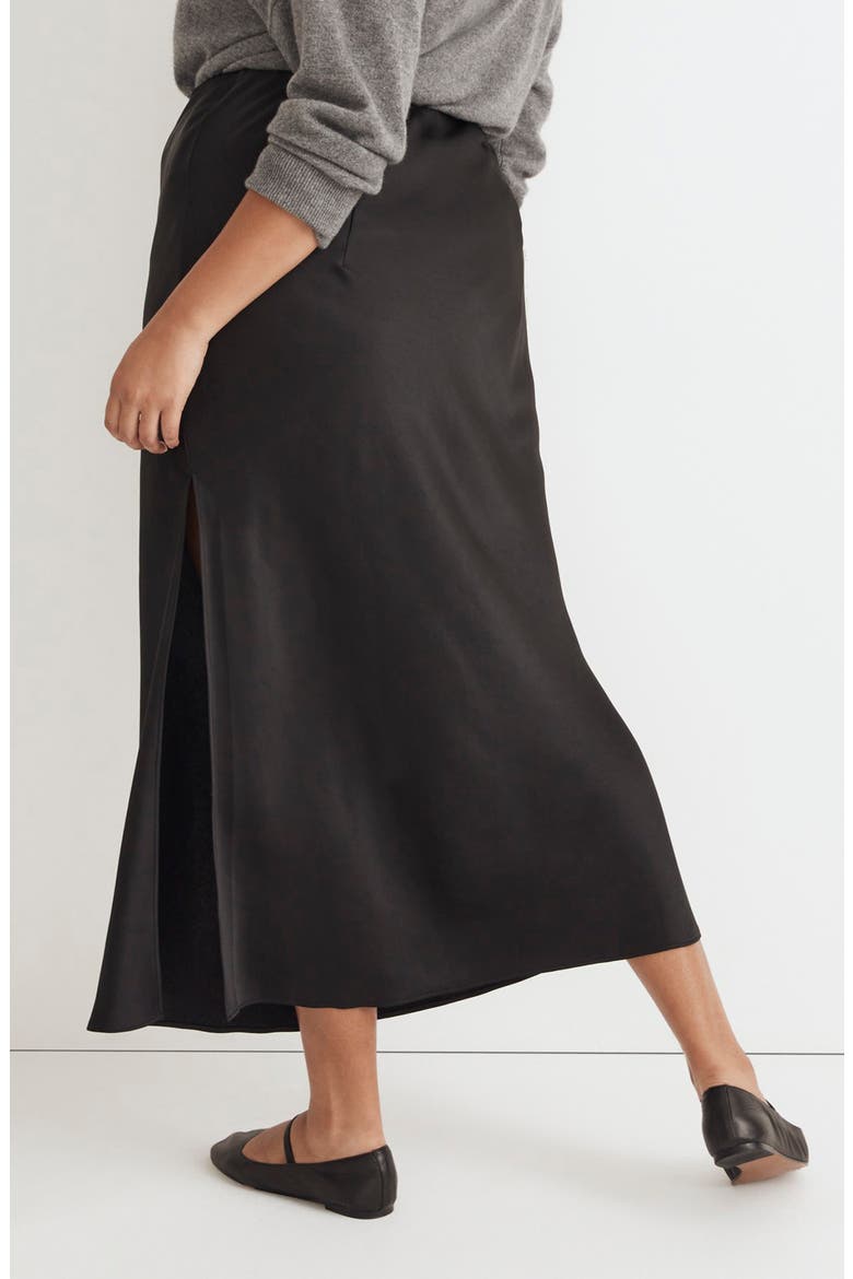 Satin Slip Skirt, Alternate, color, TRUE BLACK