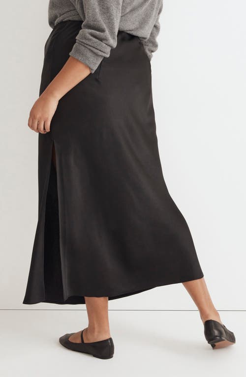 Shop Madewell Satin Slip Skirt In True Black