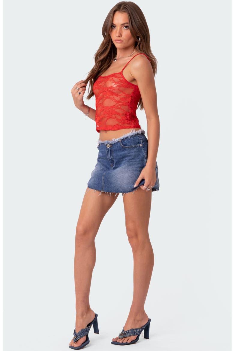 Gianna Sheer Lace Camisole, Alternate, color, RED