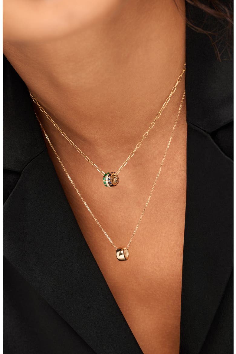 Solid Yellow Gold - Luna Charm Necklace, Alternate, color, Gold
