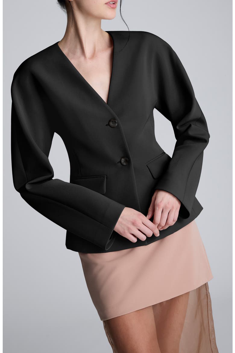 V-Neck Blazer, Main, color, BLACK