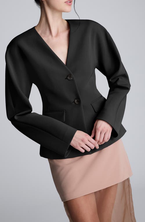 Kenneth Cole Luxe Twill Rounded Shoulder Jacket In Black